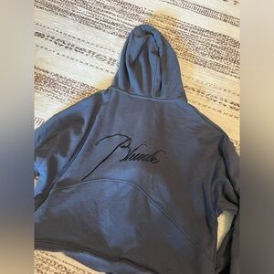 RHUDE Logo Embroidered Full Zip Hoodie Charcoal Size Medium Retail $648